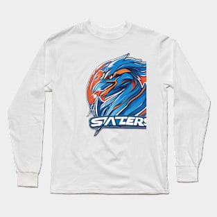 Mystic Blue Phoenix Emblem Sports Logo No. 984 Long Sleeve T-Shirt